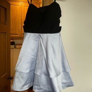 Short Pastel Blue and Black Formal Dress